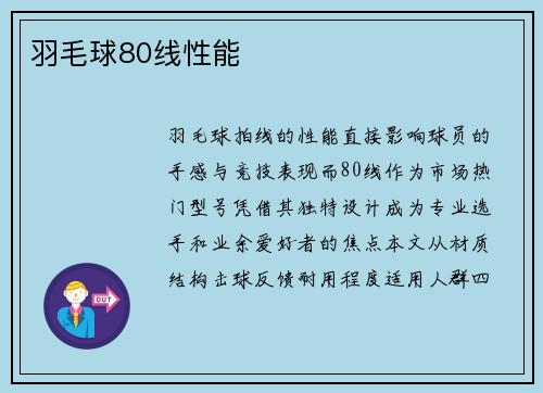 羽毛球80线性能
