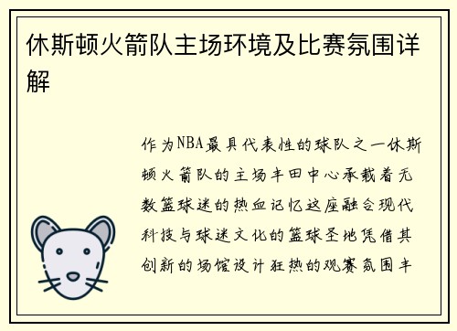 休斯顿火箭队主场环境及比赛氛围详解